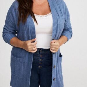 Torrid Women's Plus Size Blue Boyfriend Cardigan